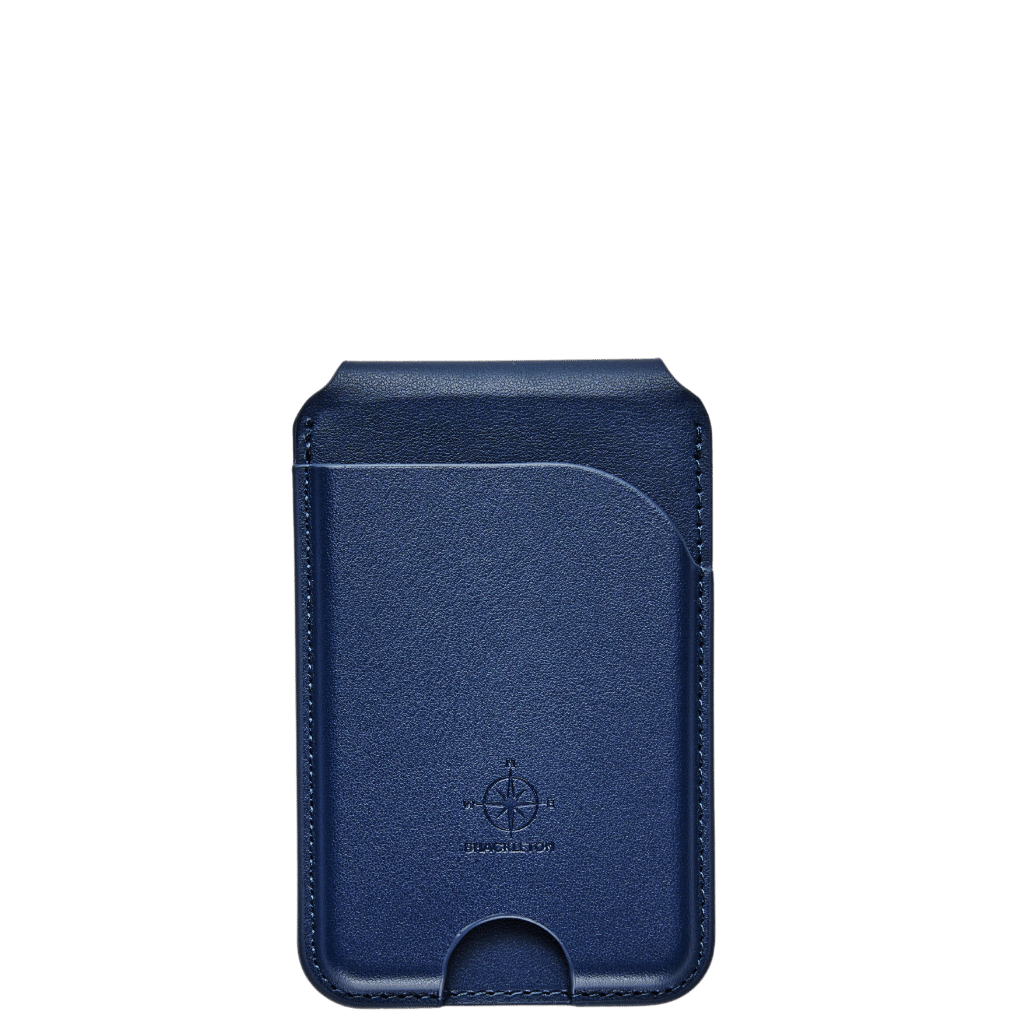 Shackleton PU 3 card stand up wallet navy front primary png