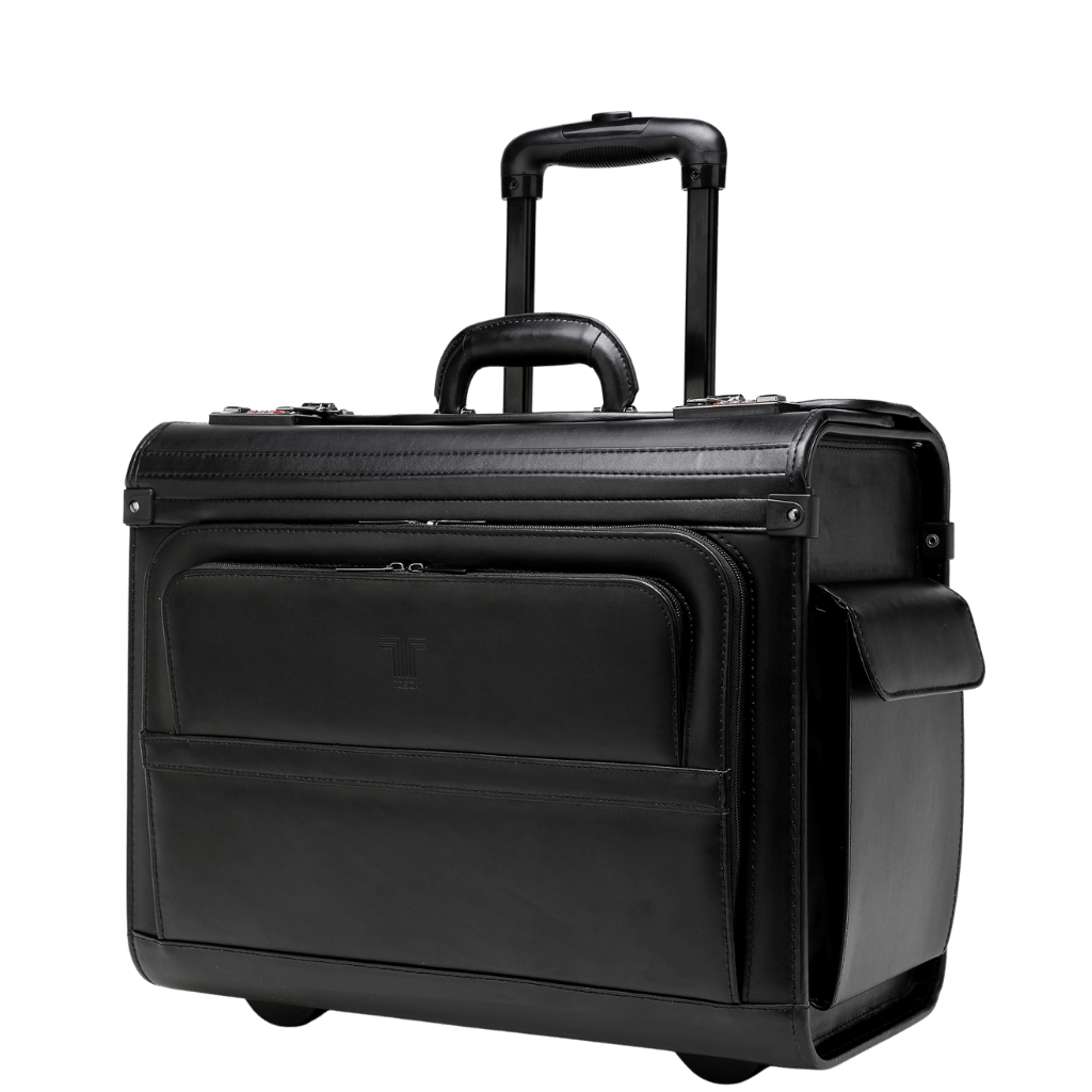 Tosca Leather 2 wheel pilot case black 622 75 front3qrtr png