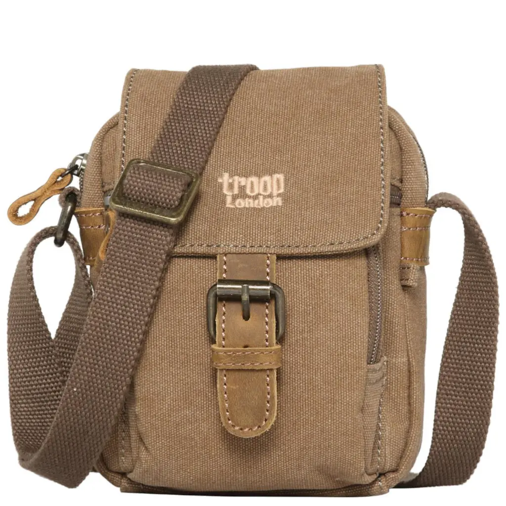 Troop of London Small Crossbody Bag TRP0213 Brown front jpg