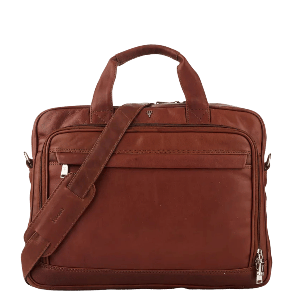Tuscany Enzo 15 inch laptop briefcase leather brown front png