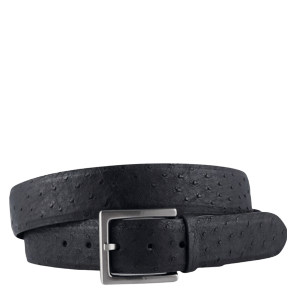 Via La Moda 402 Full Quill Ostrich Leather Belt 40mm Black front transparent