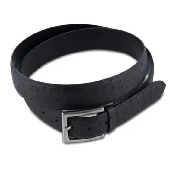 Via La Moda 402 Full Quill Ostrich Leather Belt 40mm Black top jpg