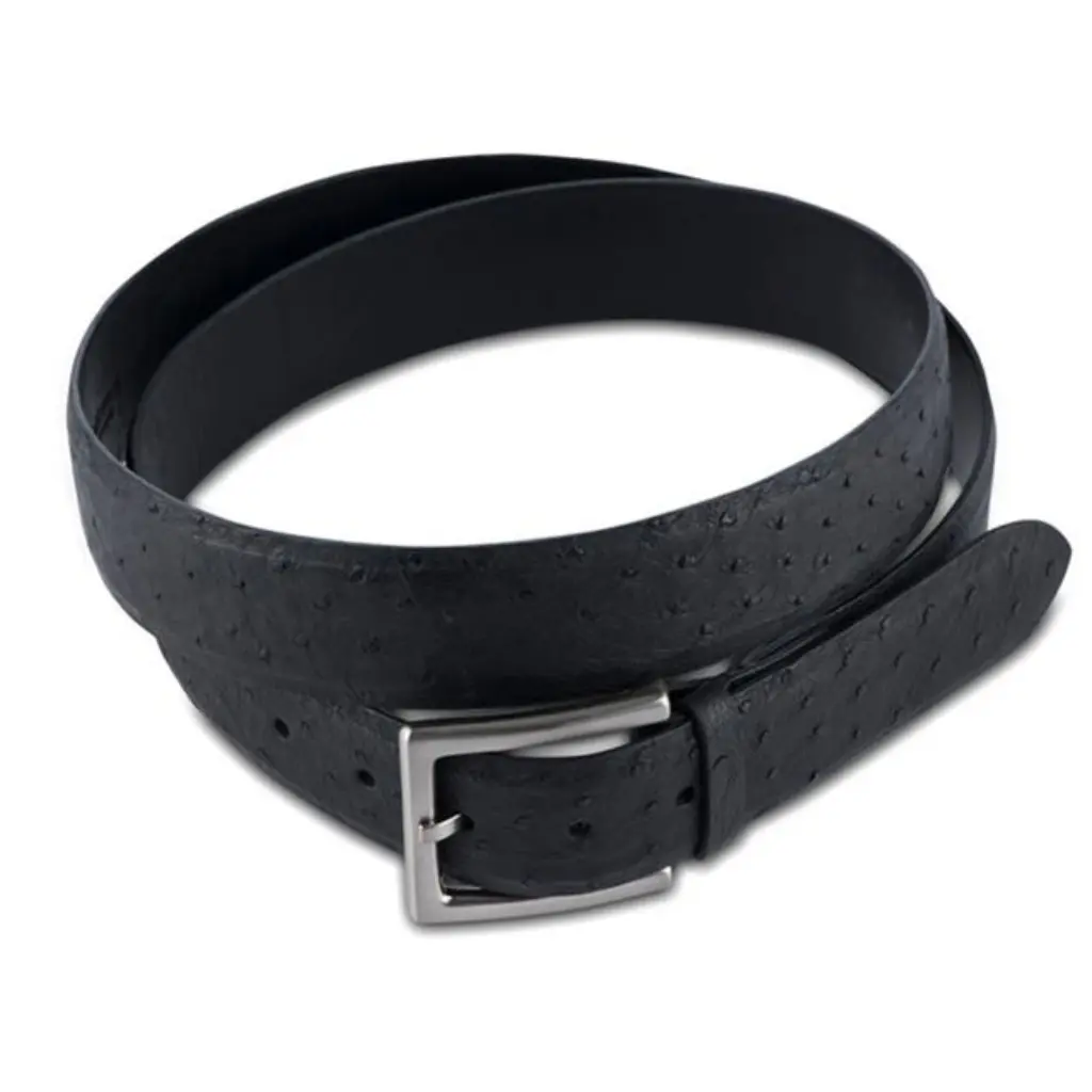 Via La Moda 402 Full Quill Ostrich Leather Belt 40mm Black top jpg