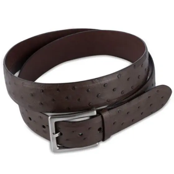 Via La Moda 402 Full Quill Ostrich Leather Belt Brown Nicotine 40mm top jpg
