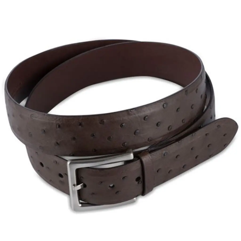 Via La Moda 402 Full Quill Ostrich Leather Belt Brown Nicotine 40mm top jpg