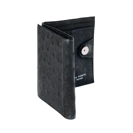 Via Veneta Provoque Heidi S Bend Wallet Purse 7414 Ostrich leather Black main jpg