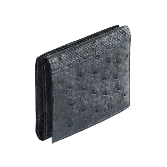 Via Veneta Provoque Heidi S Bend Wallet Purse 7414 Ostrich leather black side jpg