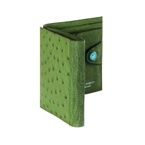 Via Veneta Provoque Heidi S Bend Wallet Purse 7414 Ostrich leather moss green main jpg