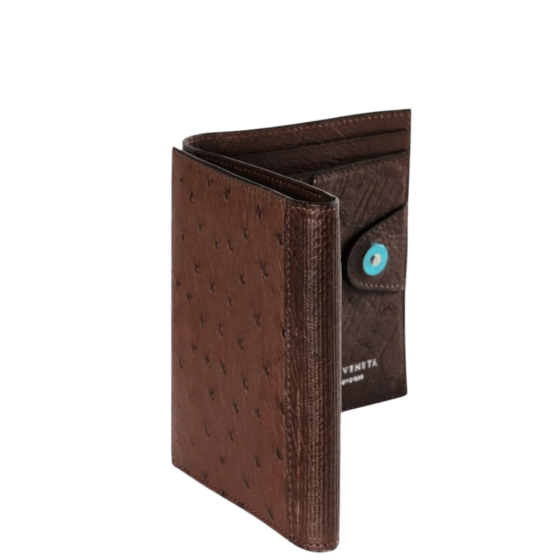 Via Veneta Provoque Heidi S Bend Wallet Purse 7414 Ostrich leather nicotine main transparent