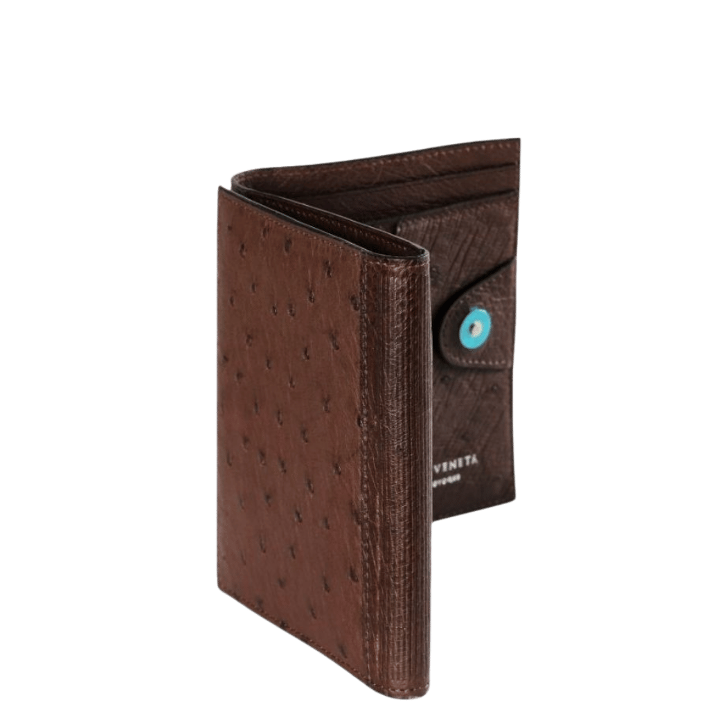 Via Veneta Provoque Heidi S Bend Wallet Purse 7414 Ostrich leather nicotine main transparent