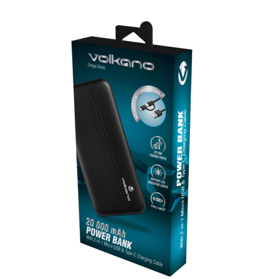 Volkano Omega 20000mah powerbank black 9016 packaging primary