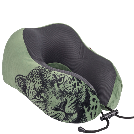 Cellini Safari Leopard IB33074 Neck Pillow with pouch green front3qrtr primary