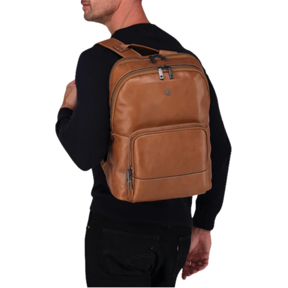 Jekyll and Hide 3670 leather 15 inch backpack tan lifestyle