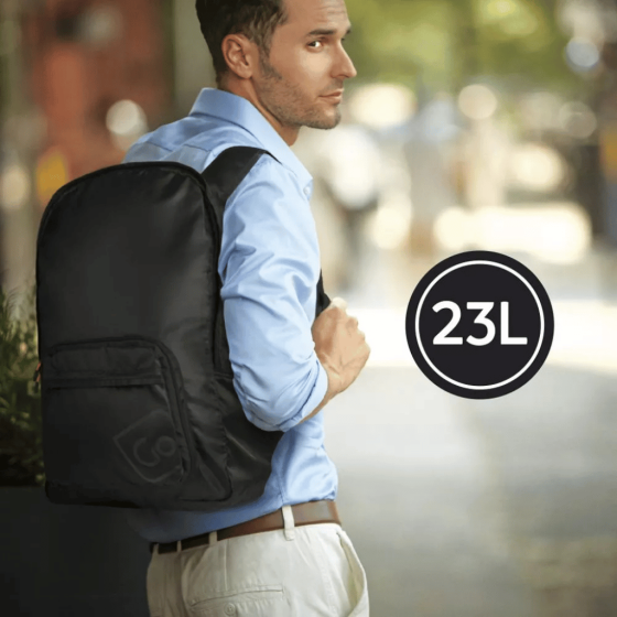 Go TRavel 865 lightweight foldaway backpack black lifestyle