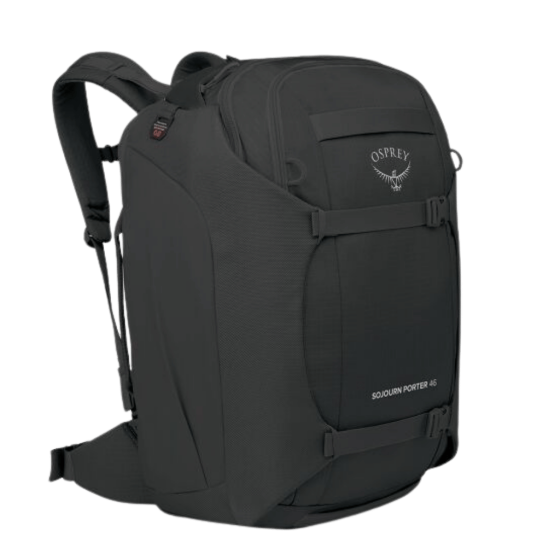 Osprey Sojourn Porter TRavel Pack 46L black front3qrtr primary