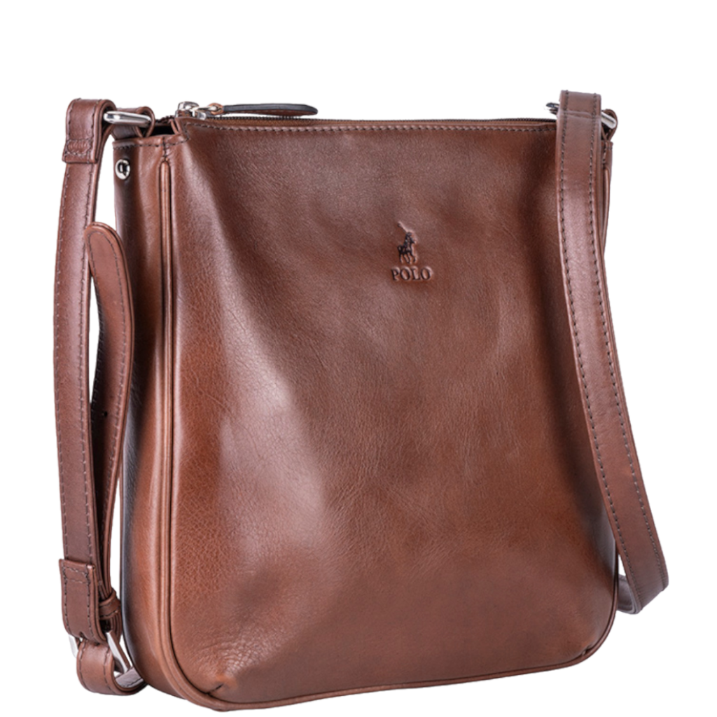 Polo Colorado Leather POL61562 Crossbody Sling brown front3qrtr