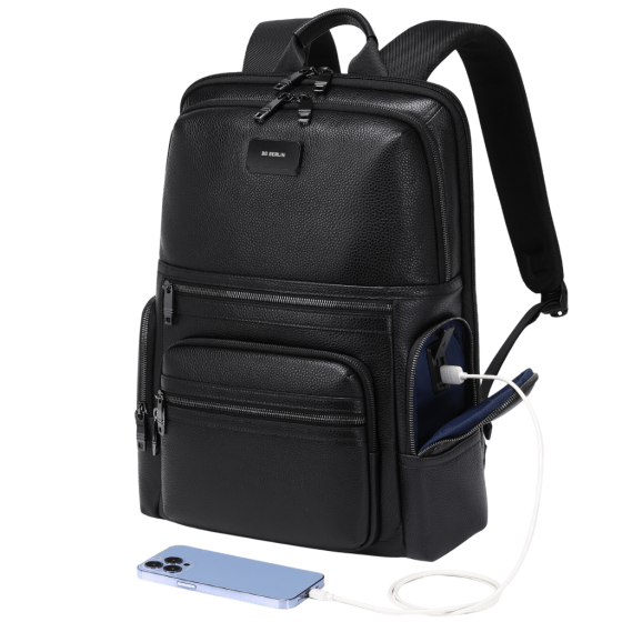 BG Berlin Nexus CEO Leather laptop Backpack 02330P black mobile