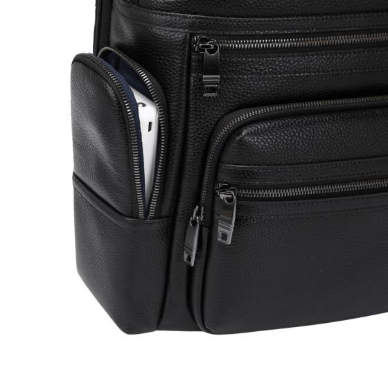 BG Berlin Nexus CEO Leather laptop Backpack 02330P black side pocket