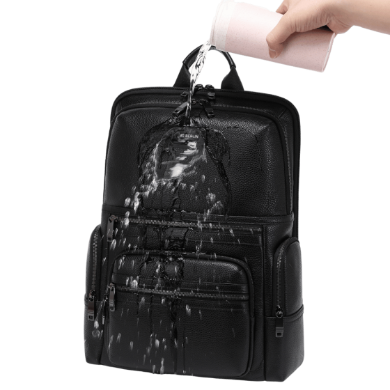 BG Berlin Nexus CEO Leather laptop Backpack 02330P black waterproof