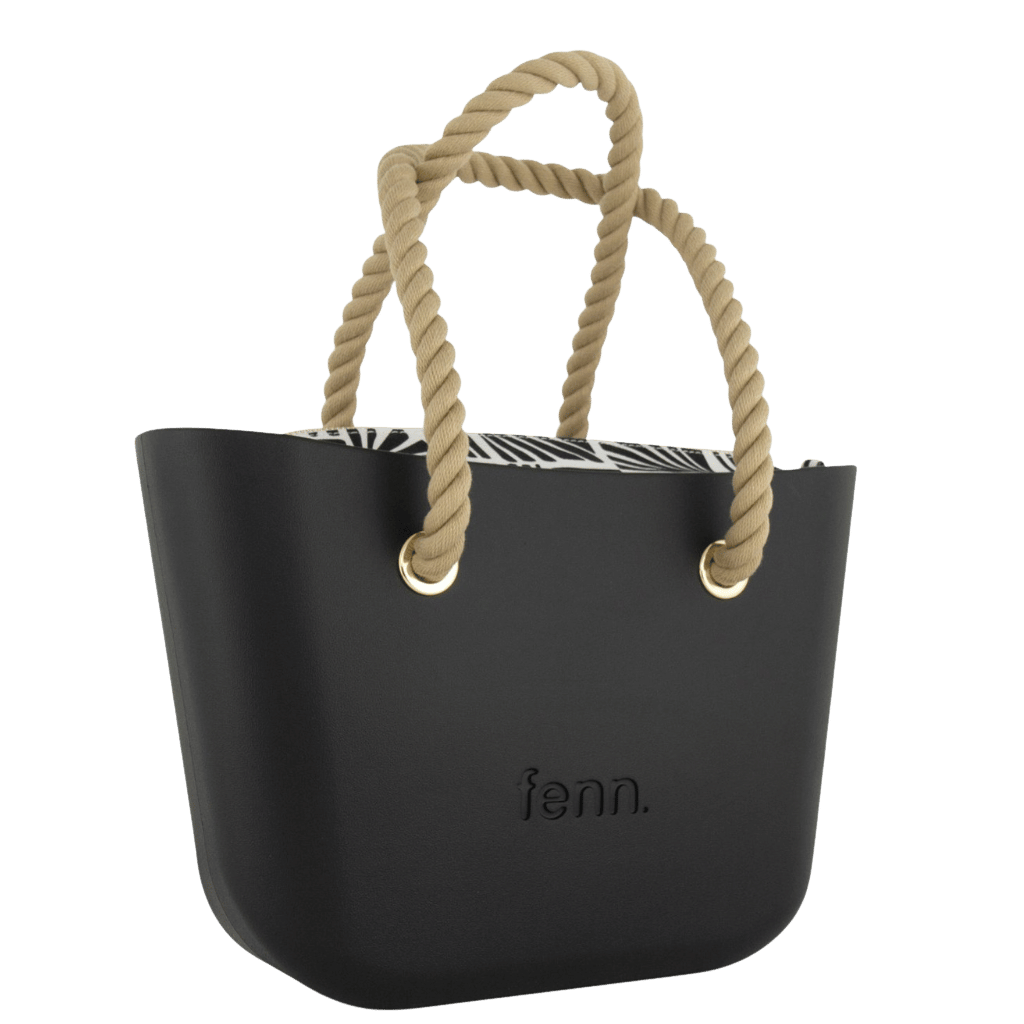 Fenn Petite 9384 Black rope handles printed inner front3qrtr primary