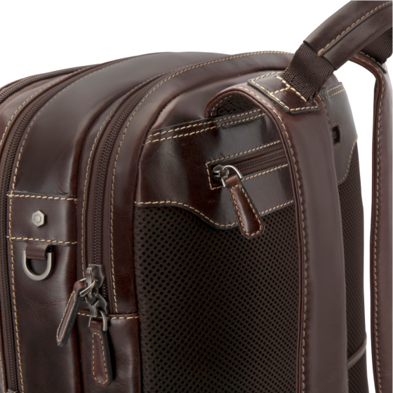 Jekyll & Hide 3672 Oxford Leather Everyday backpack Mocha rear stash