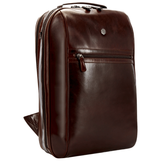 Jekyll and Hide Leather Business Backpack 3671 mocha front3qrtr