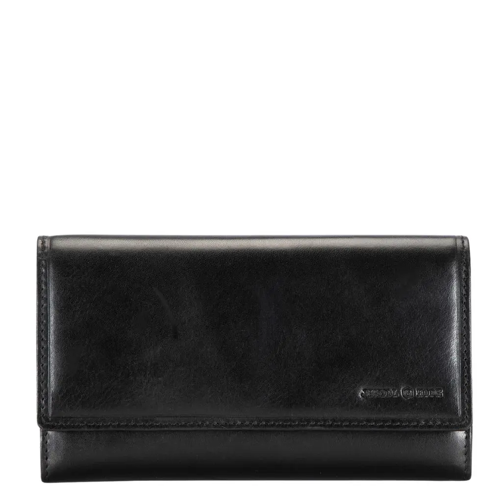Jekyll and Hide Oxford Leather Large Purse 6115 black front