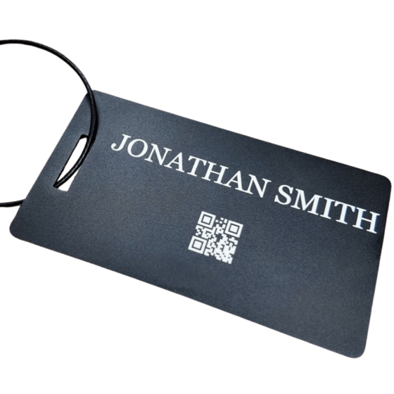 Personalised Luggage tag laser etched black name