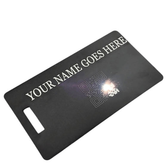 Personalised Luggage tag laser etched black production