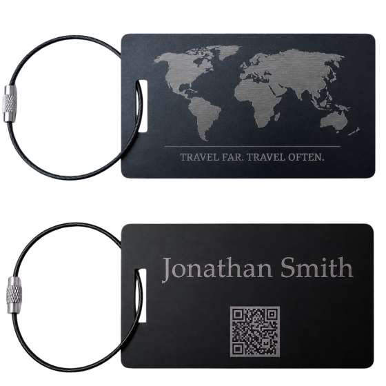 Personalised Luggage tag laser etched display