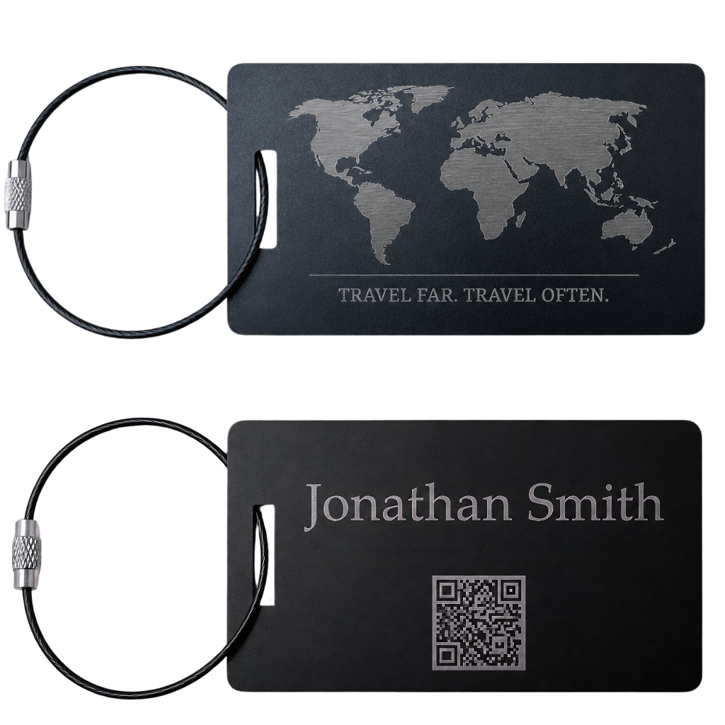 Personalised Luggage tag laser etched display