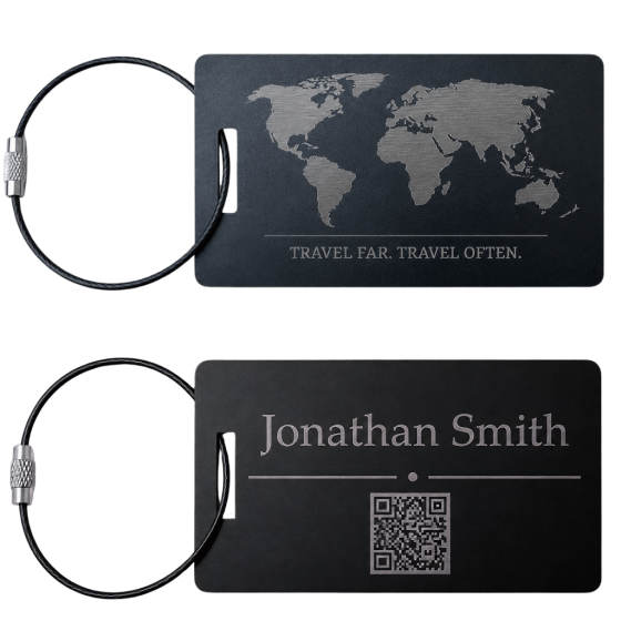 Personalised luggage tags front and back