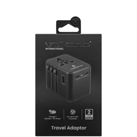 Volkano VK 8016 BK[V2] 2 USB Multi plug adaptor black package primary