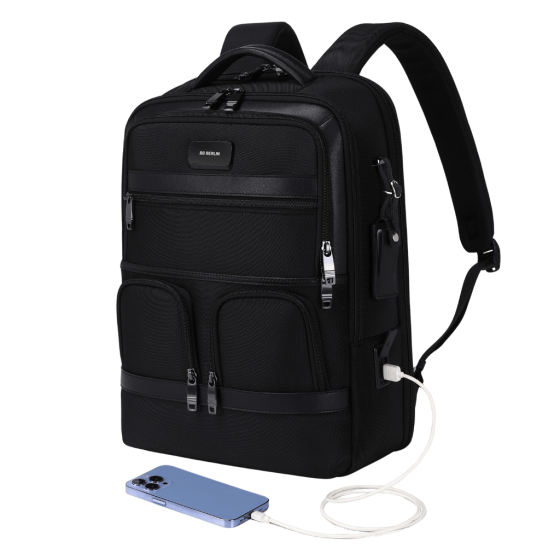 BG Berlin Nexus CEO Metro BGKB0235A Laptop Backpack black front3qrtr phone