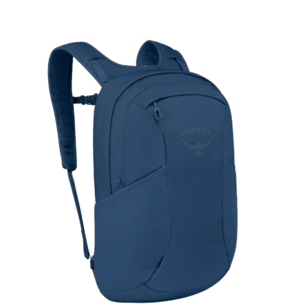 Osprey Farpoint Fairview TRavel daypack blue front3qrtr primary