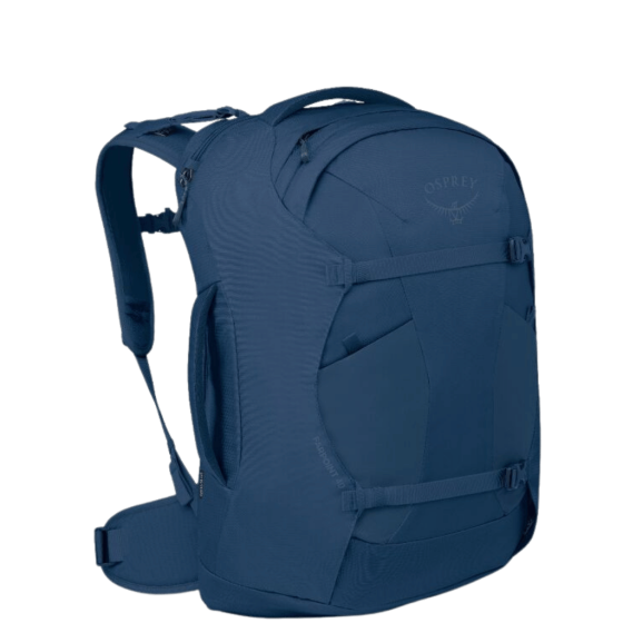 Osprey Farpoint Travel Pack extended fit Blue front3qrtr