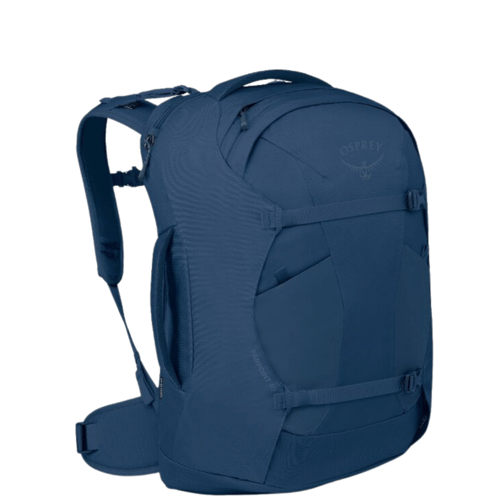 Osprey Farpoint Travel Pack extended fit Blue front3qrtr