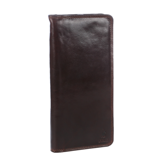 Polo Kenya Leather PO45040 Single Zip Travel Wallet Brown front3qrtr