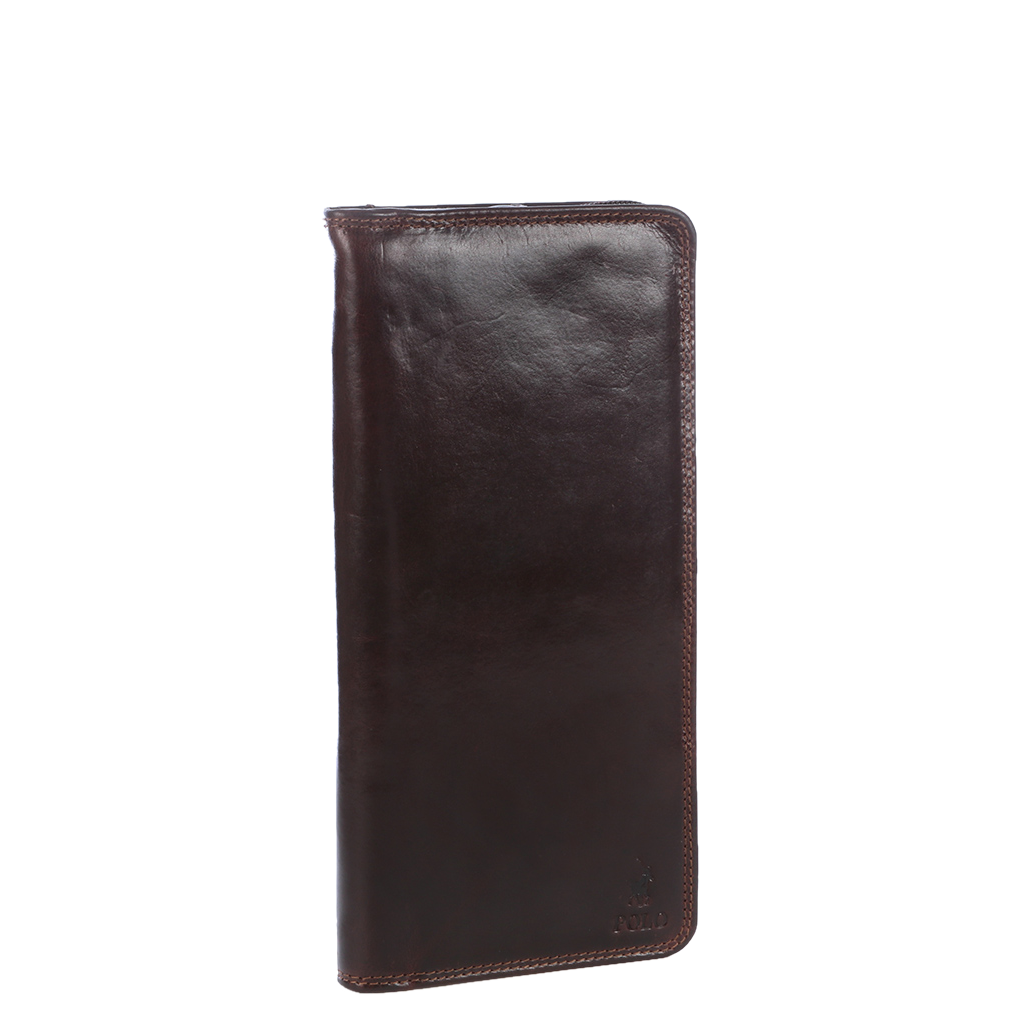 Polo Kenya Leather PO45040 Single Zip Travel Wallet Brown front3qrtr primary