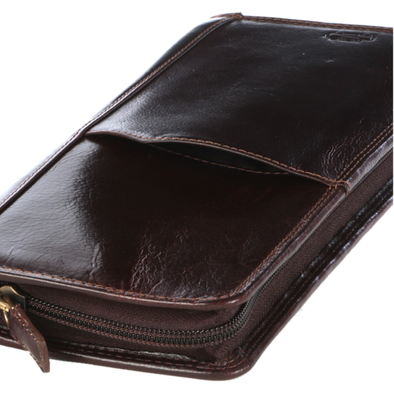 Polo Kenya Leather PO45040 Single Zip Travel Wallet Brown rear stash