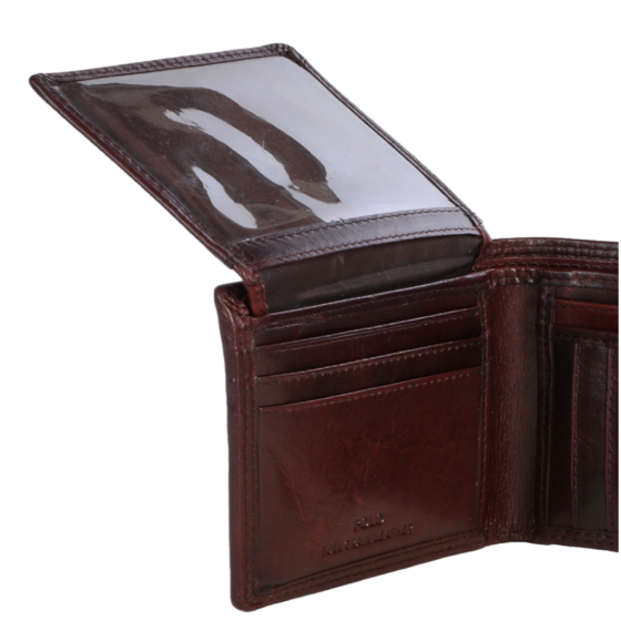 Polo Kenya Leather PO45054 Coin Wallet with Top flap brown interior flap