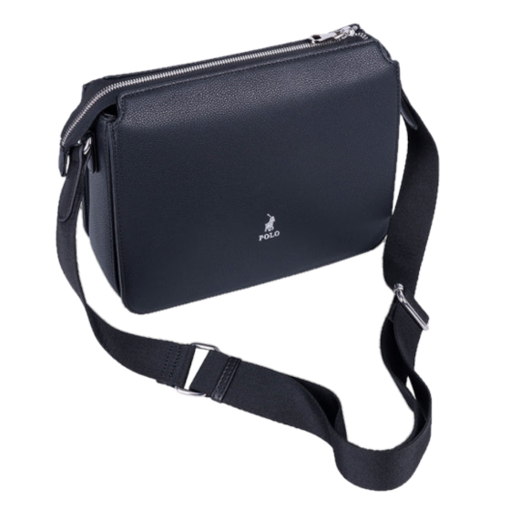 Polo Lyon POS43122 Crossbody Sling Black front3qrtr with sling