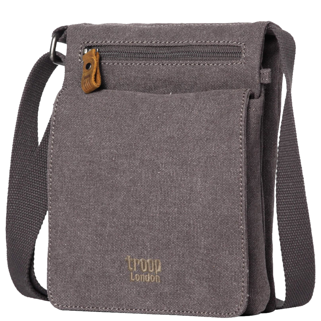 Troop of London TRP0243 Crossbody with Organiser charcoal front3qrtr