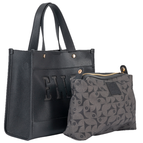 ELLE Cut Out EL10607 Small Shopper Black front with inner