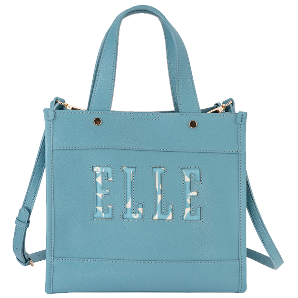 ELLE Cut Out EL10607 Small Shopper Blue front with strap