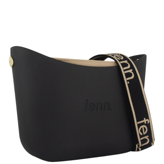 Fenn Messenger 024 001 Black printed handle beige inner front3qrtr