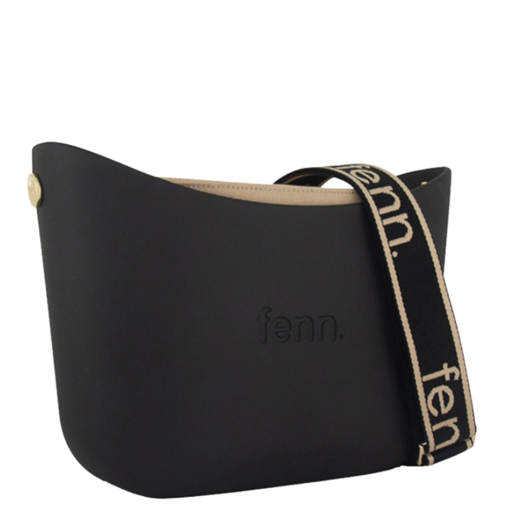 Fenn Messenger 024 001 Black printed handle beige inner front3qrtr