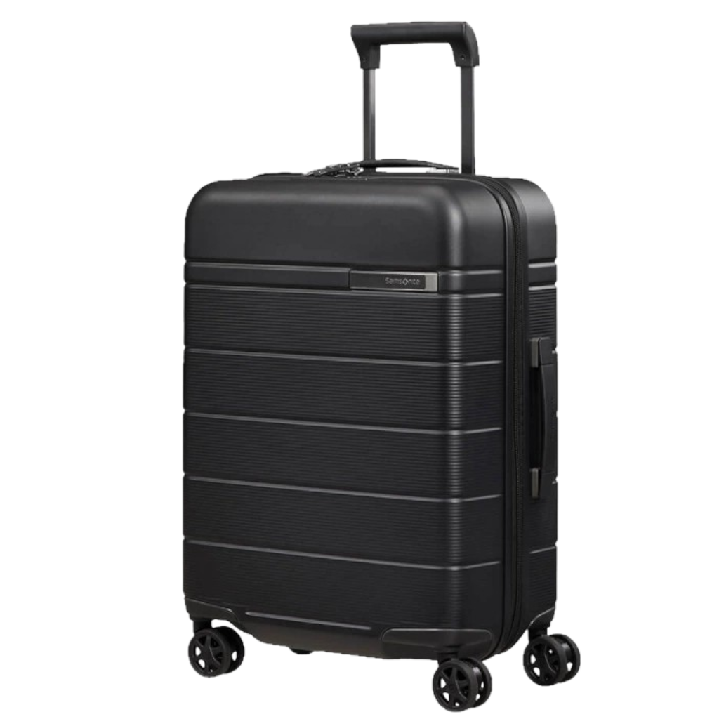 Samsonite Neopod Spinner 55cm EXP Slide Out black front3qrtr
