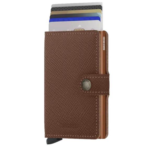 Secrid Miniwallet Saffiano Caramel Front Cards