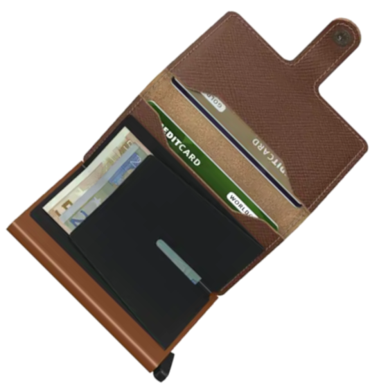 Secrid Miniwallet Saffiano Caramel Open